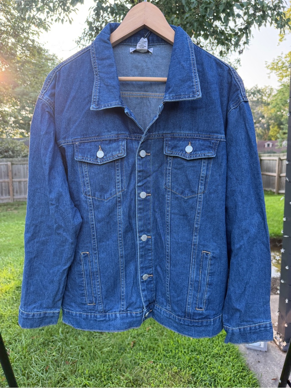 Sincerely Jules Oversized Denim Jacket Sz XL Medium Wash Classic Trucker Jean